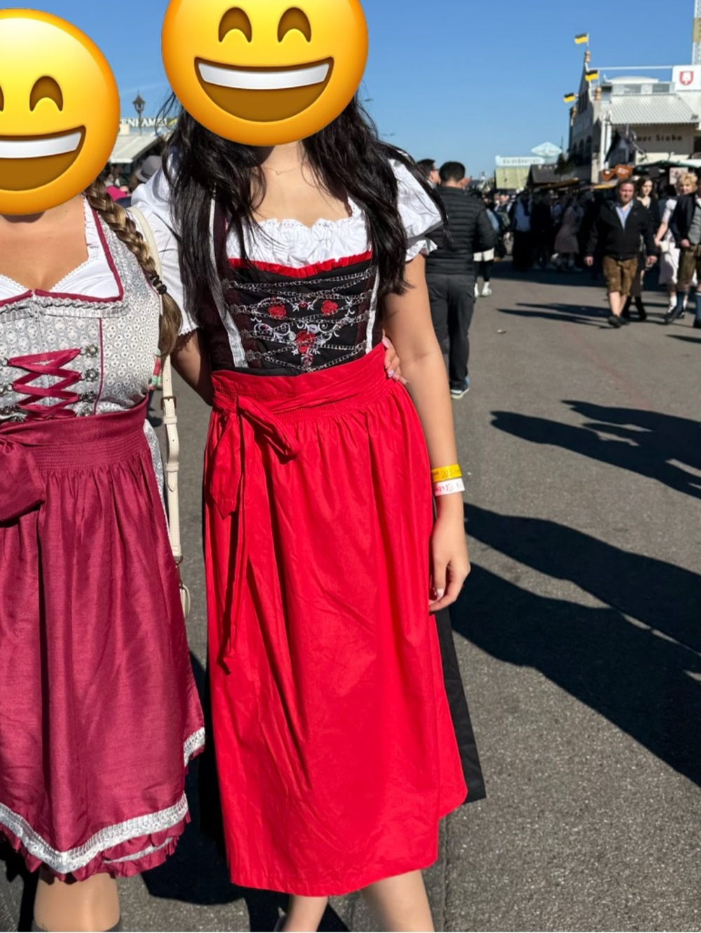 Women's Red Dirndl Skirt with Apron - Traditional Festival Style